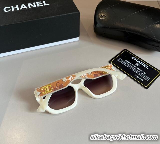 Cheap Classic Chanel Sunglasses with Colored Print 0305 Orange 2024 