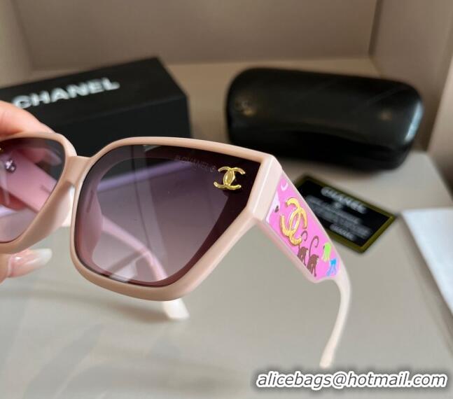 Luxury New Chanel Sunglasses with Colored 0305 Print Pink 2024