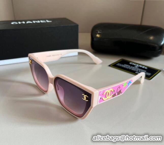 Luxury New Chanel Sunglasses with Colored 0305 Print Pink 2024