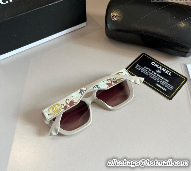 Original Cheap Chanel Sunglasses with Colored Print 0305 Grey 2024