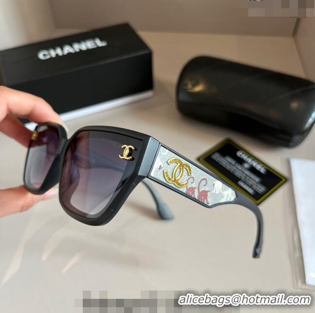 Modern Classic Chanel Sunglasses with Colored Print 0305 Black 2024