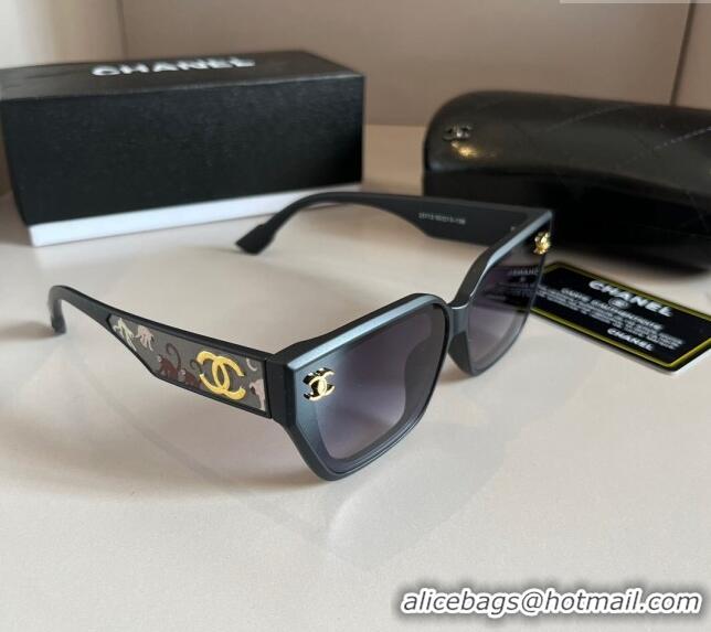 Modern Classic Chanel Sunglasses with Colored Print 0305 Black 2024