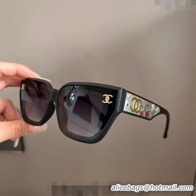 Modern Classic Chanel Sunglasses with Colored Print 0305 Black 2024