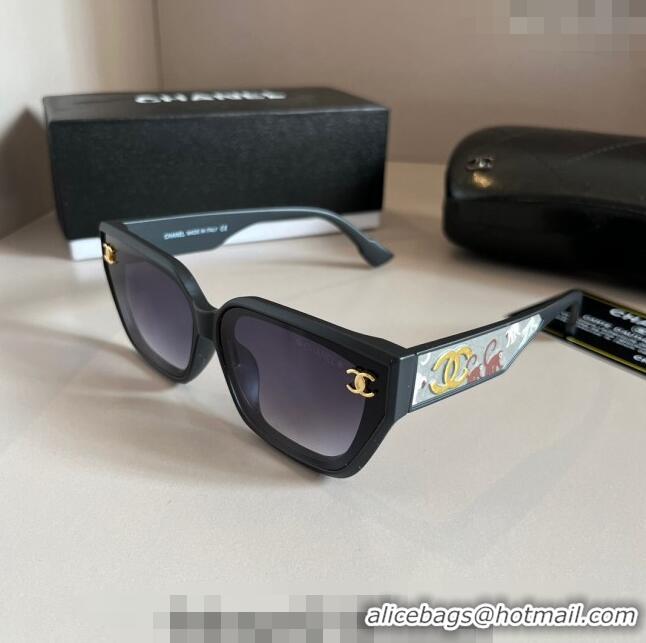 Modern Classic Chanel Sunglasses with Colored Print 0305 Black 2024