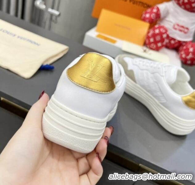 Perfect Louis Vuitton V Groovy Platform Sneakers in Monogram Leather and Suede White/Grey 0226114