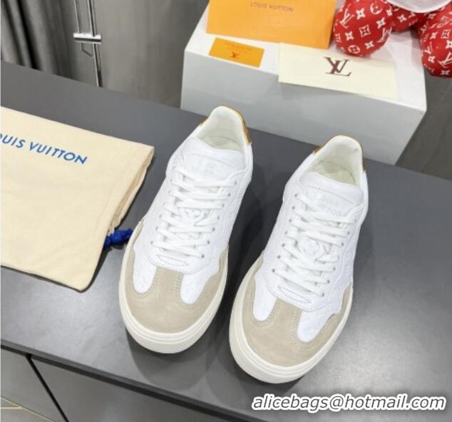 Perfect Louis Vuitton V Groovy Platform Sneakers in Monogram Leather and Suede White/Grey 0226114