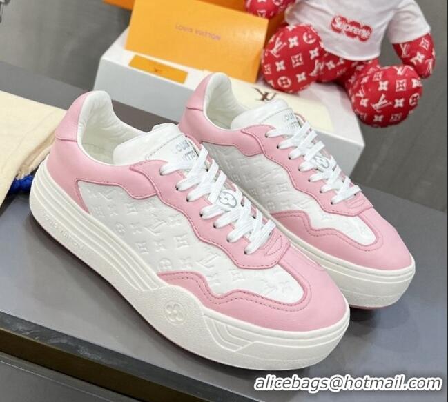 Best Price Louis Vuitton V Groovy Platform Sneakers in Monogram Leather White/Pink 0226115