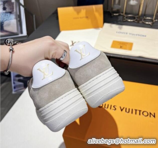 Best Grade Louis Vuitton V Groovy Platform Sneakers in Monogram Suede Grey 226116