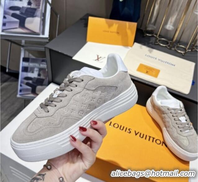 Best Grade Louis Vuitton V Groovy Platform Sneakers in Monogram Suede Grey 226116