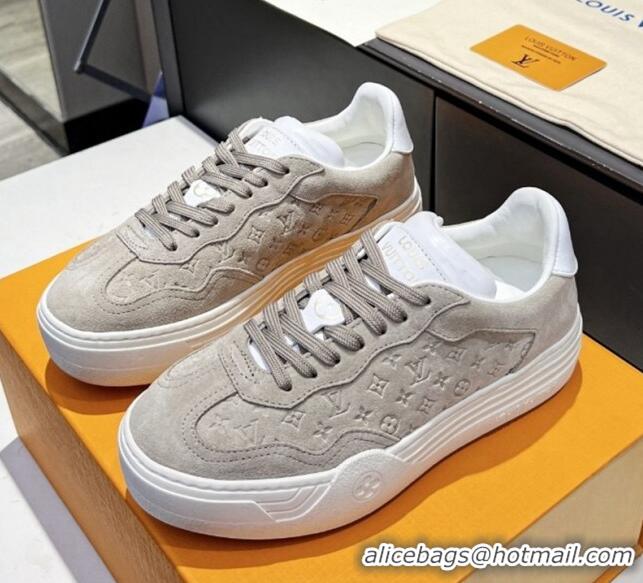 Best Grade Louis Vuitton V Groovy Platform Sneakers in Monogram Suede Grey 226116