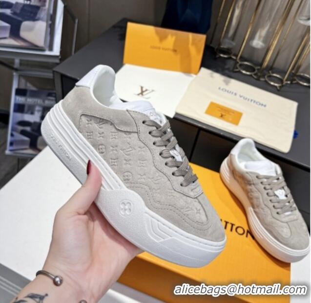 Best Grade Louis Vuitton V Groovy Platform Sneakers in Monogram Suede Grey 226116