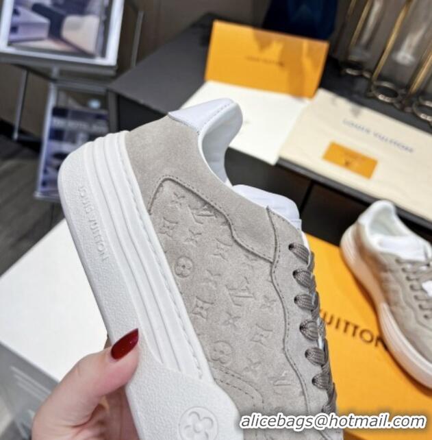 Best Grade Louis Vuitton V Groovy Platform Sneakers in Monogram Suede Grey 226116