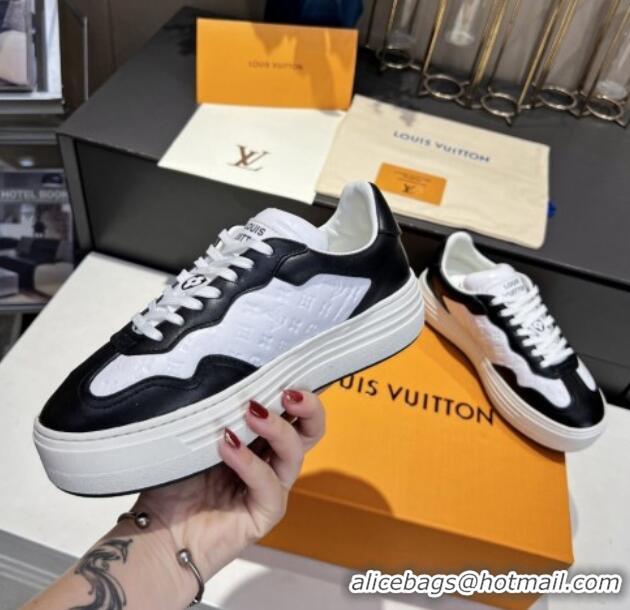 Top Grade Louis Vuitton V Groovy Platform Sneakers in Monogram Leather White/Black 226117