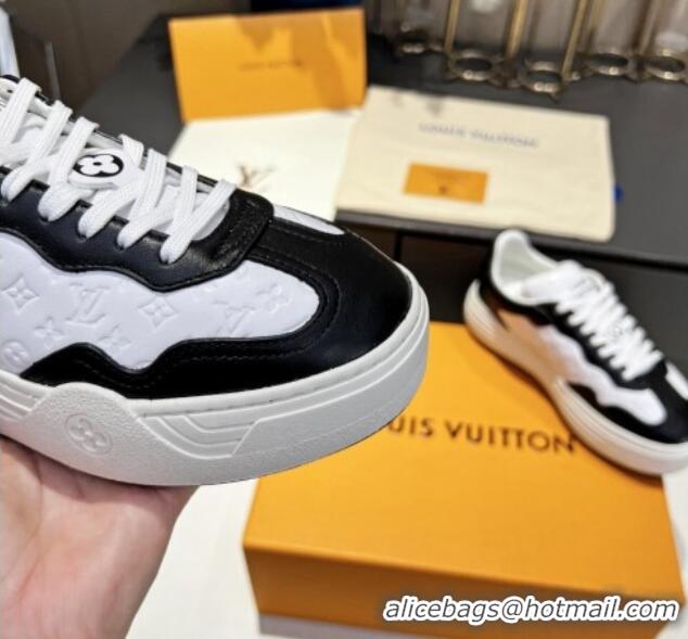 Top Grade Louis Vuitton V Groovy Platform Sneakers in Monogram Leather White/Black 226117