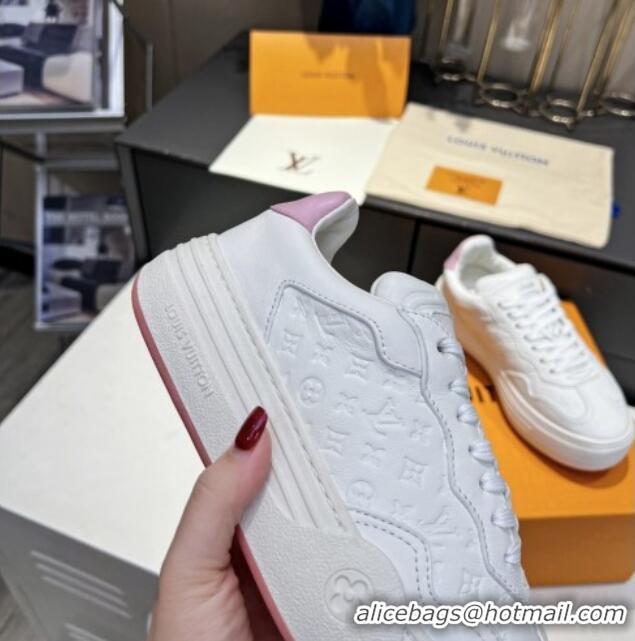 Good Quality Louis Vuitton V Groovy Platform Sneakers in Monogram Leather with Charm White 0226118