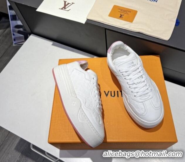 Good Quality Louis Vuitton V Groovy Platform Sneakers in Monogram Leather with Charm White 0226118