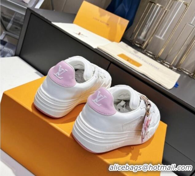 Good Quality Louis Vuitton V Groovy Platform Sneakers in Monogram Leather with Charm White 0226118