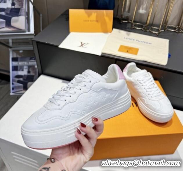 Good Quality Louis Vuitton V Groovy Platform Sneakers in Monogram Leather with Charm White 0226118