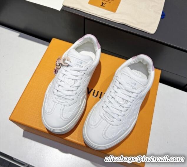 Good Quality Louis Vuitton V Groovy Platform Sneakers in Monogram Leather with Charm White 0226118