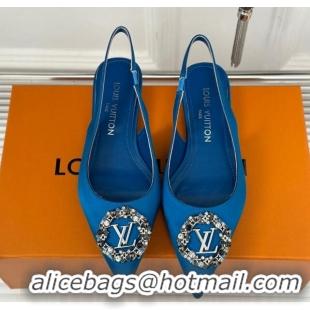 Best Product Louis Vuitton Met Slingback Ballerinas Flat in Satin Blue 226119