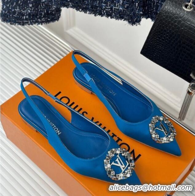 Best Product Louis Vuitton Met Slingback Ballerinas Flat in Satin Blue 226119