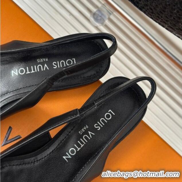 Classic Hot Louis Vuitton Met Slingback Ballerinas Flat in Satin Black 226120