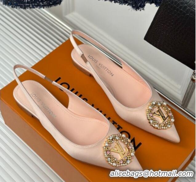 Pretty Style Louis Vuitton Met Slingback Ballerinas Flat in Satin Nude 226121