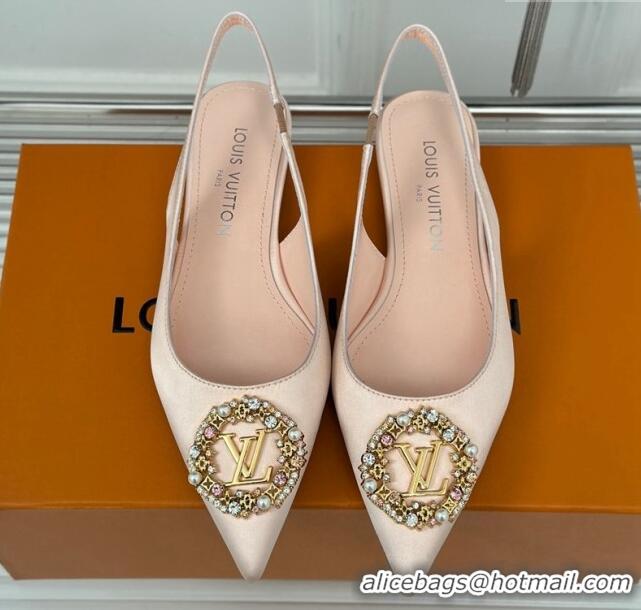 Pretty Style Louis Vuitton Met Slingback Ballerinas Flat in Satin Nude 226121