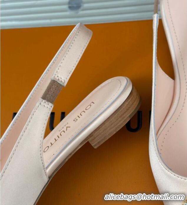 Pretty Style Louis Vuitton Met Slingback Ballerinas Flat in Satin Nude 226121