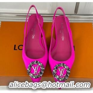 Grade Quality Louis Vuitton Met Slingback Ballerinas Flat in Satin Dark Pink 0226122