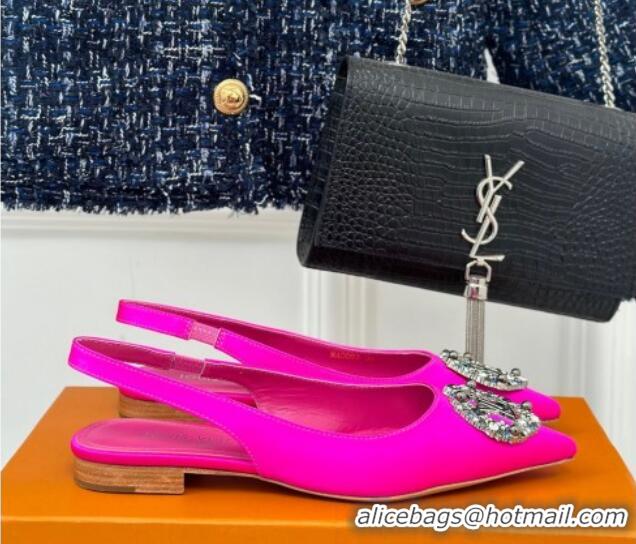 Grade Quality Louis Vuitton Met Slingback Ballerinas Flat in Satin Dark Pink 0226122