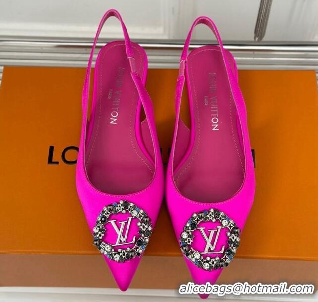 Grade Quality Louis Vuitton Met Slingback Ballerinas Flat in Satin Dark Pink 0226122