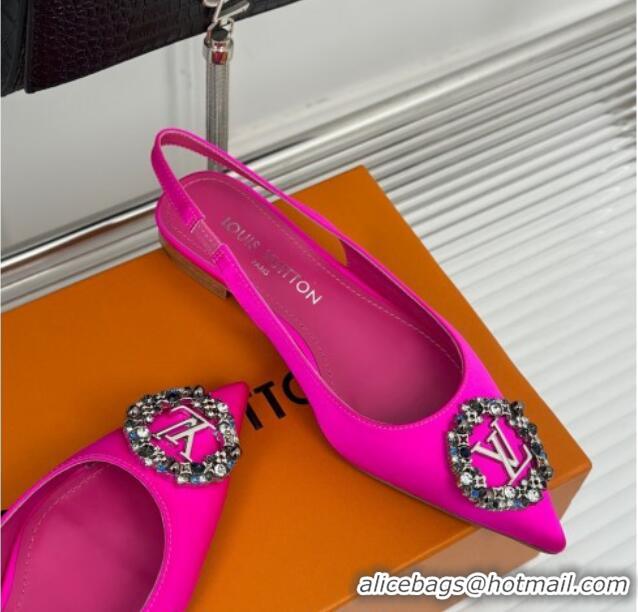 Grade Quality Louis Vuitton Met Slingback Ballerinas Flat in Satin Dark Pink 0226122