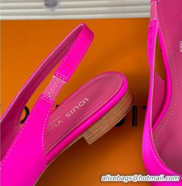 Grade Quality Louis Vuitton Met Slingback Ballerinas Flat in Satin Dark Pink 0226122