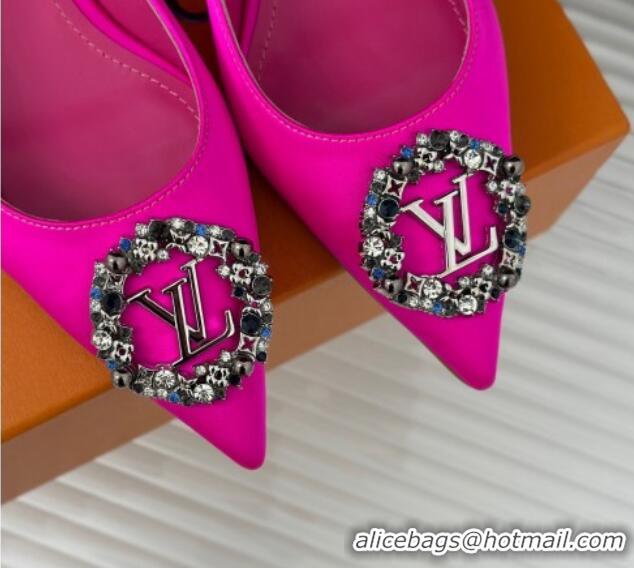 Grade Quality Louis Vuitton Met Slingback Ballerinas Flat in Satin Dark Pink 0226122