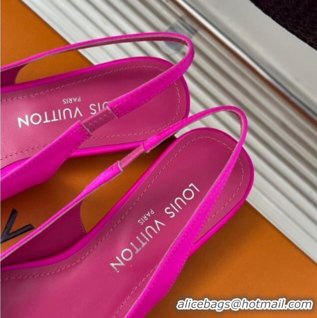 Grade Quality Louis Vuitton Met Slingback Ballerinas Flat in Satin Dark Pink 0226122