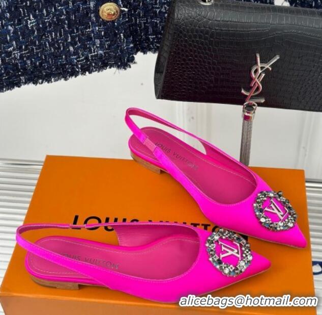 Grade Quality Louis Vuitton Met Slingback Ballerinas Flat in Satin Dark Pink 0226122