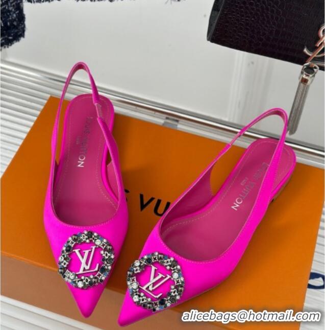 Grade Quality Louis Vuitton Met Slingback Ballerinas Flat in Satin Dark Pink 0226122