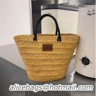 Buy Inexpensive Loewe Raffia Straw Basket Bag 0627 Khaki 2023