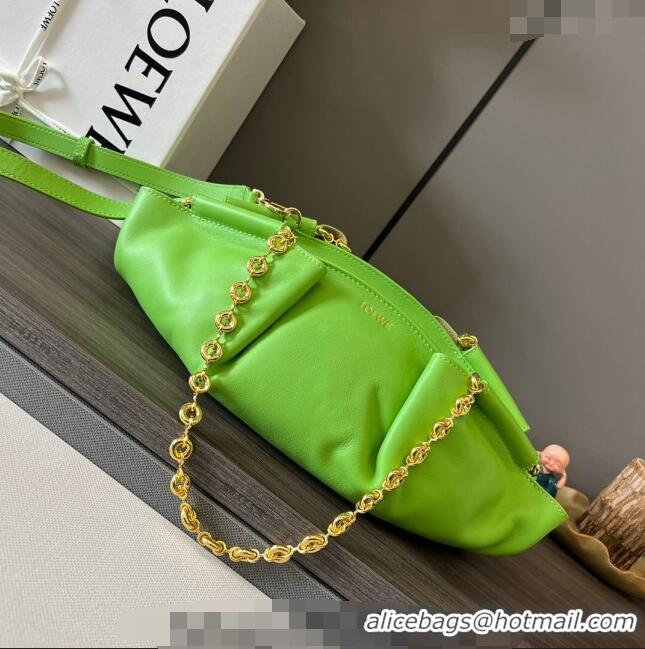 Promotional Loewe Small Paseo Bag in Shiny Nappa Calfskin 062247 Green 2023