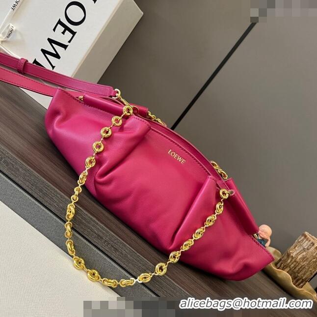 Pretty Style Loewe Small Paseo Bag in Shiny Nappa Calfskin 062247 Dark Pink 2023