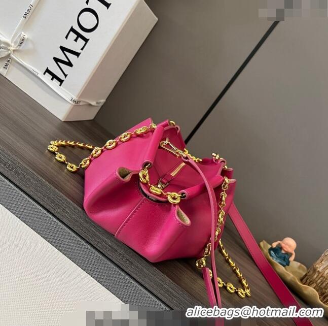 Pretty Style Loewe Small Paseo Bag in Shiny Nappa Calfskin 062247 Dark Pink 2023