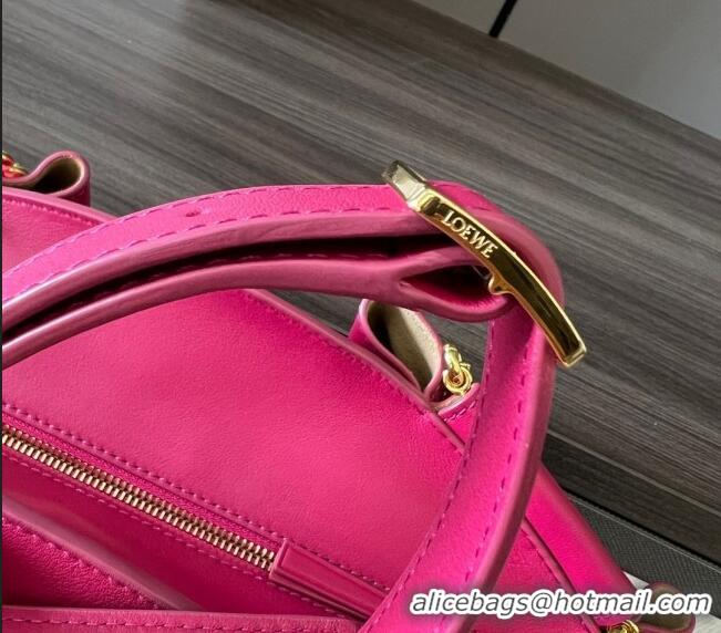 Pretty Style Loewe Small Paseo Bag in Shiny Nappa Calfskin 062247 Dark Pink 2023