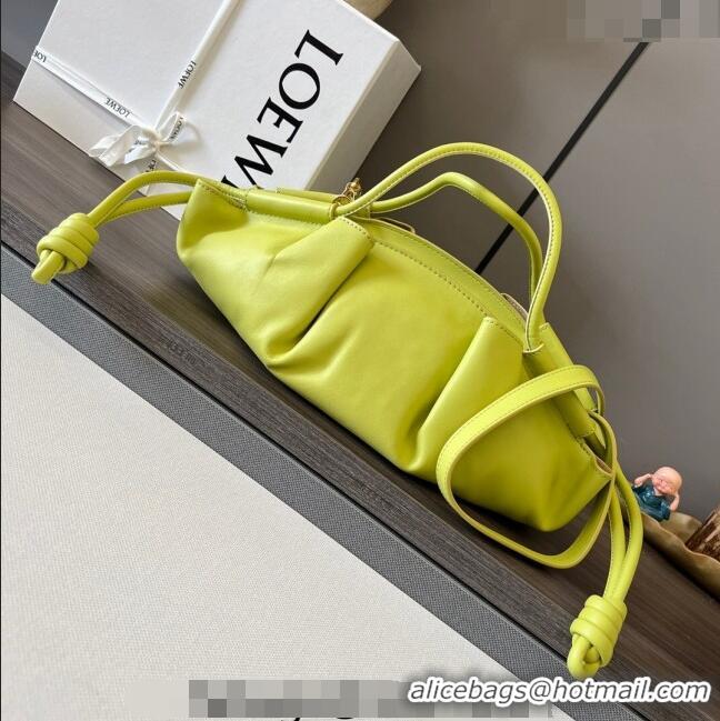 Top Grade Loewe Small Paseo Bag in Shiny Nappa Calfskin 062247 Lime Yellow 2023