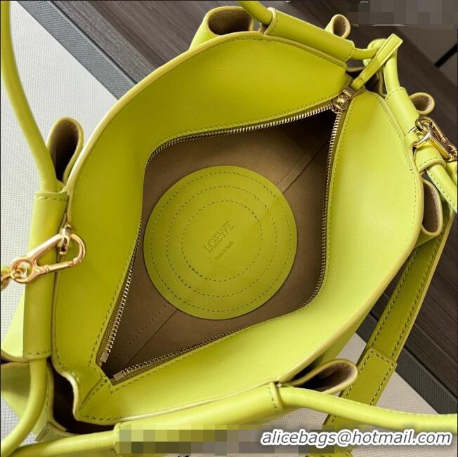 Top Grade Loewe Small Paseo Bag in Shiny Nappa Calfskin 062247 Lime Yellow 2023