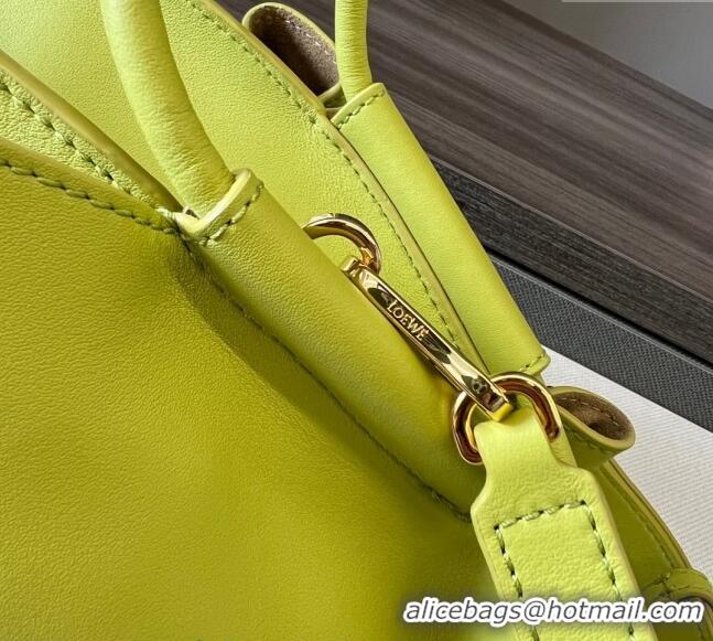 Top Grade Loewe Small Paseo Bag in Shiny Nappa Calfskin 062247 Lime Yellow 2023