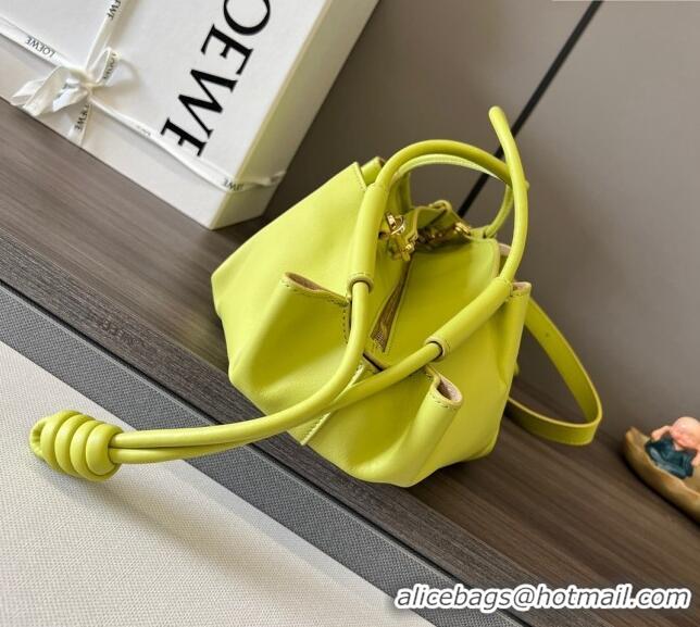 Top Grade Loewe Small Paseo Bag in Shiny Nappa Calfskin 062247 Lime Yellow 2023