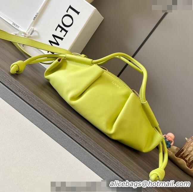 Top Grade Loewe Small Paseo Bag in Shiny Nappa Calfskin 062247 Lime Yellow 2023