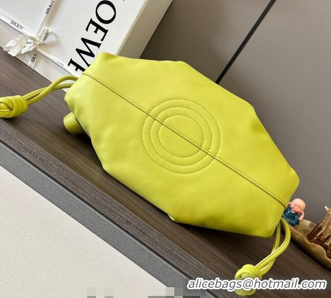 Top Grade Loewe Small Paseo Bag in Shiny Nappa Calfskin 062247 Lime Yellow 2023