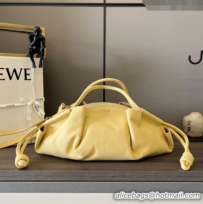 Unique Grade Loewe Medium Paseo Bag in Shiny Nappa Calfskin 062240 Yellow 2023